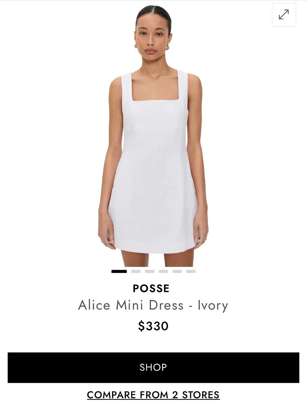 Posse Alice Square-Neck Mini Dress in Ivory White